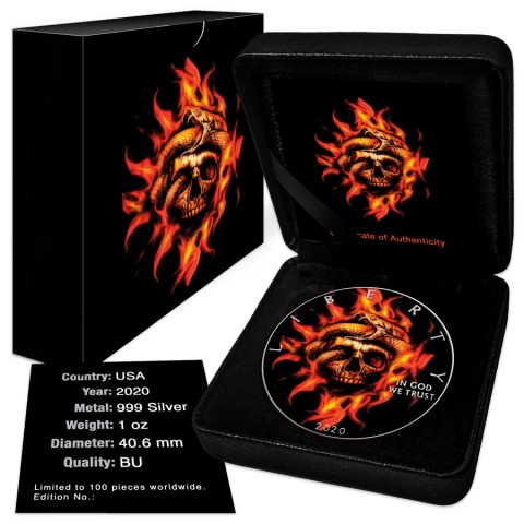 Liberty Eagle USA Halloween 1 Oz 1$ 2016 24K Gold Plated Liberty Eagle USA Halloween 1 Oz 1$ 2016 24K Gold Plated